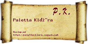 Paletta Klára névjegykártya